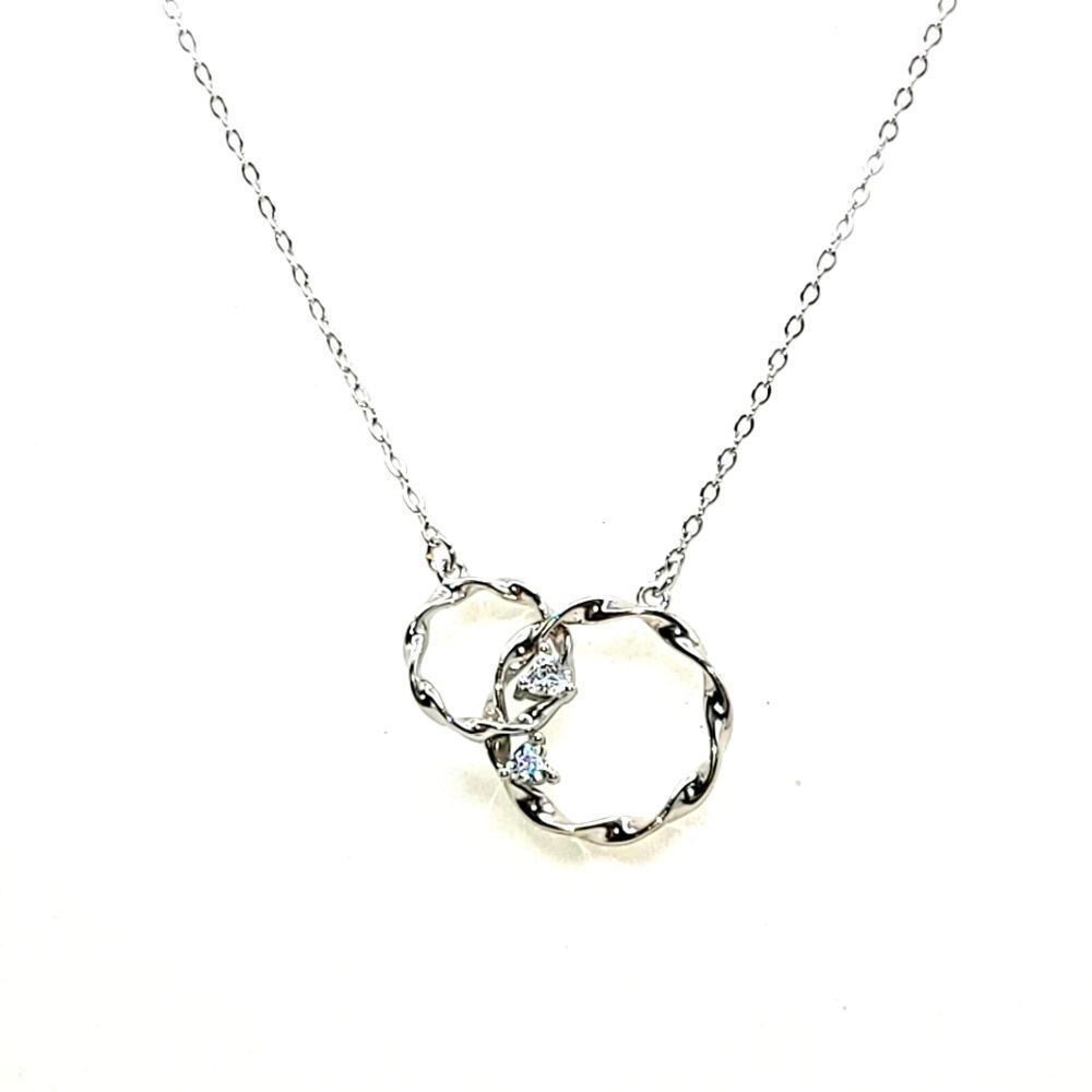 Sterling Silver Cz  Interlocking Circle Necklace